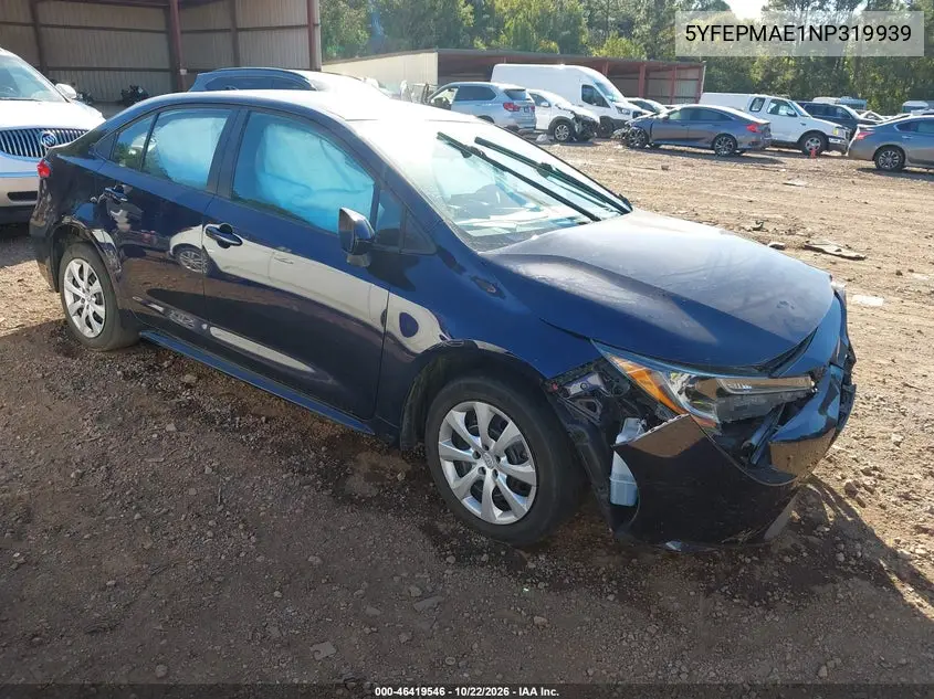 TOYOTA COROLLA 2022, VIN 5YFEPMAE1NP319939