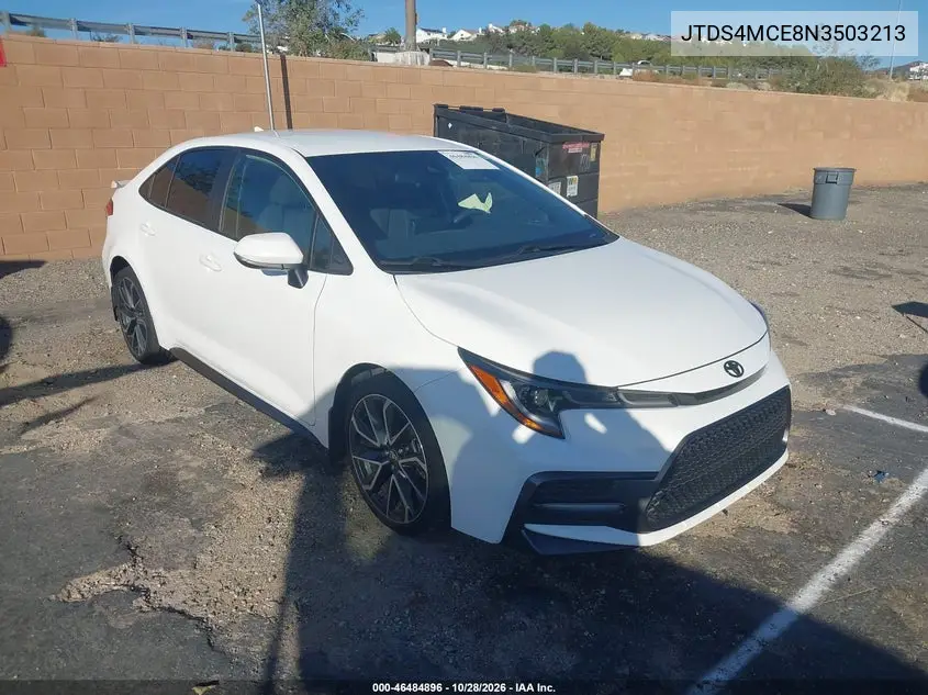 TOYOTA COROLLA 2022, VIN JTDS4MCE8N3503213