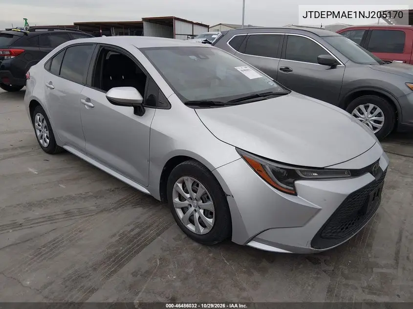 TOYOTA COROLLA 2022, VIN JTDEPMAE1NJ205170