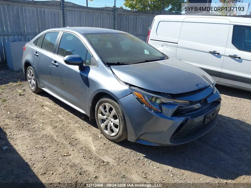 TOYOTA COROLLA 2024, VIN 5YFB4MDE0RP137193