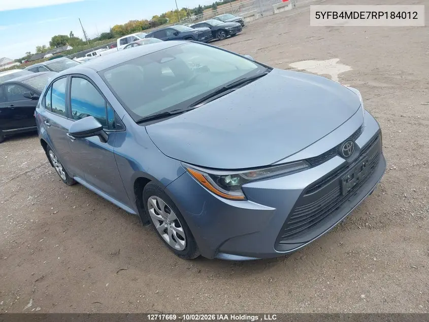 TOYOTA COROLLA 2024, VIN 5YFB4MDE7RP184012