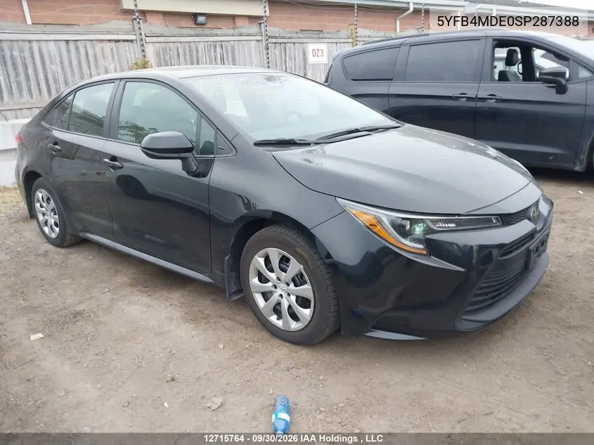TOYOTA COROLLA 2025, VIN 5YFB4MDE0SP287388