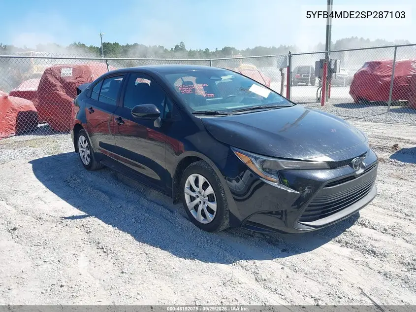 TOYOTA COROLLA 2025, VIN 5YFB4MDE2SP287103