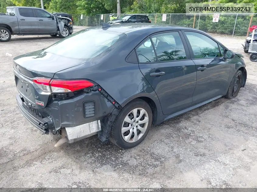2025 TOYOTA COROLLA VIN 5YFB4MDE5SP339243 — фото 4