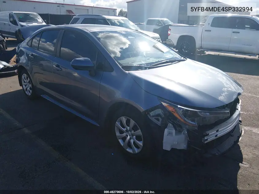 TOYOTA COROLLA 2025, VIN 5YFB4MDE4SP332994