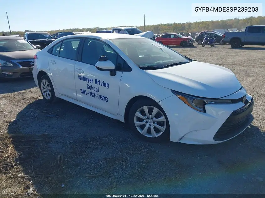 TOYOTA COROLLA 2025, VIN 5YFB4MDE8SP239203