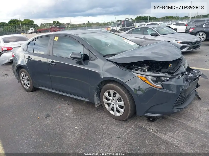TOYOTA COROLLA 2026, VIN 5YFB4MDE7TP392818