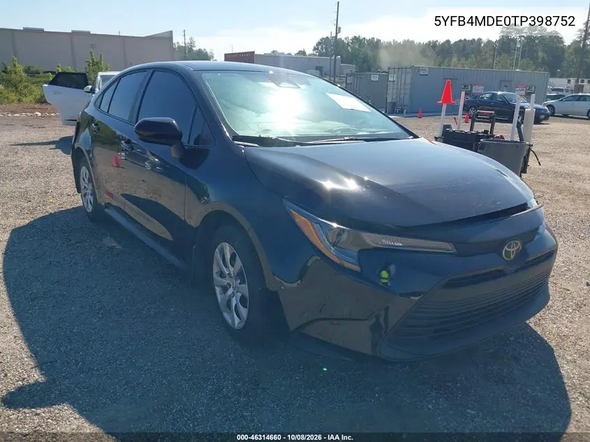 TOYOTA COROLLA 2026, VIN 5YFB4MDE0TP398752