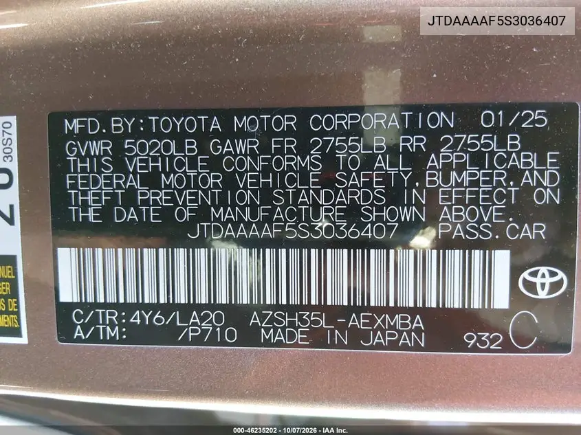 2025 TOYOTA CROWN VIN JTDAAAAF5S3036407 — фото 9