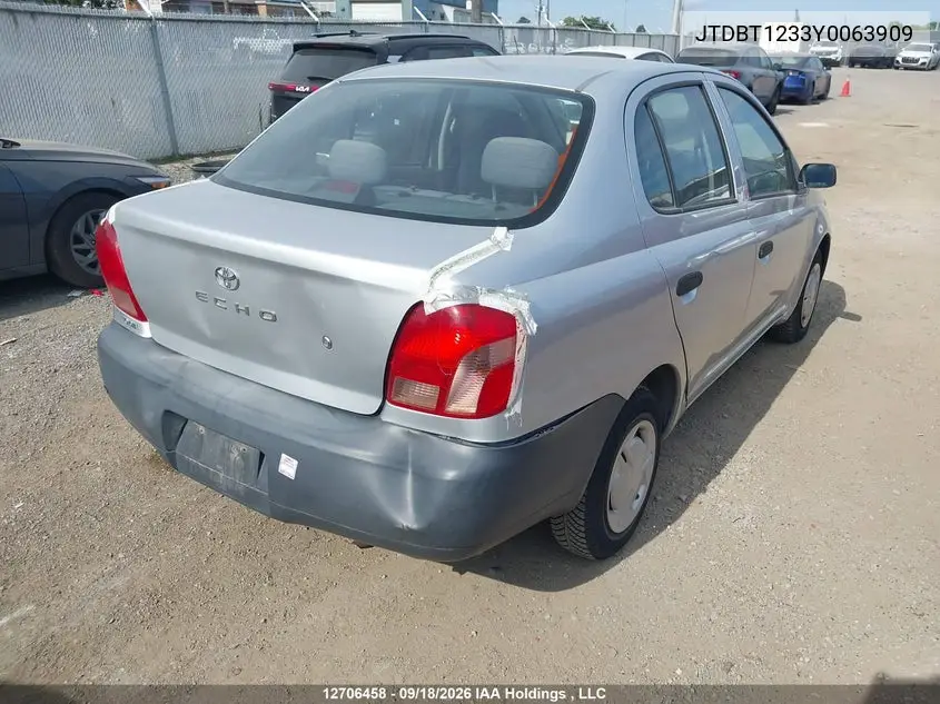 2000 TOYOTA ECHO VIN JTDBT1233Y0063909 — фото 4