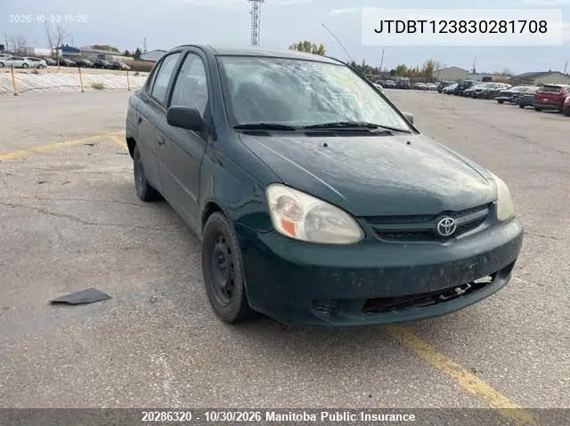 TOYOTA ECHO 2003, VIN JTDBT123830281708