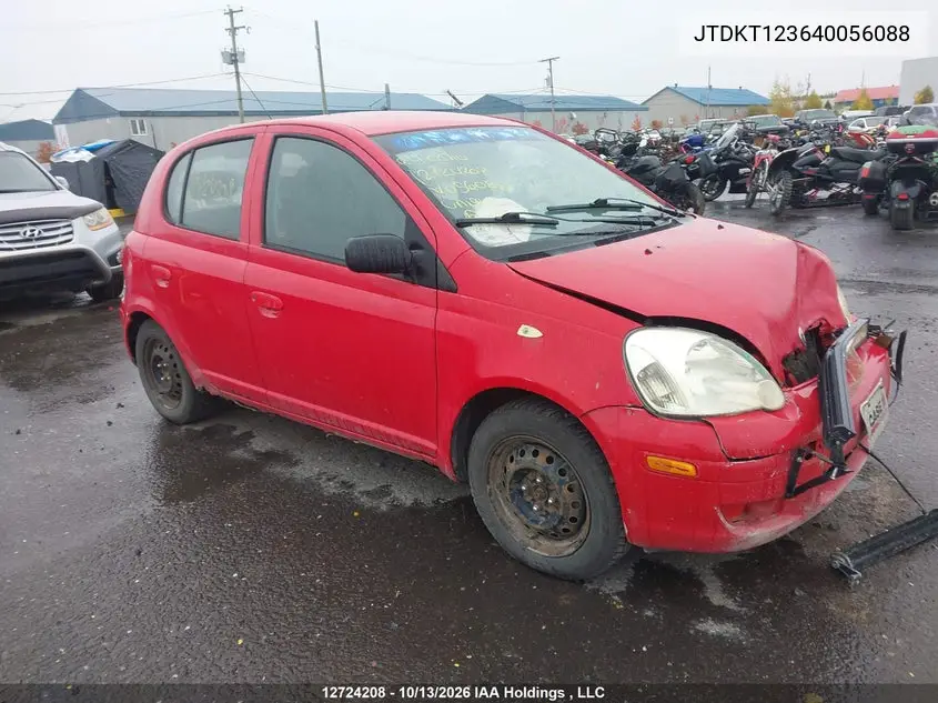 TOYOTA ECHO 2004, VIN JTDKT123640056088