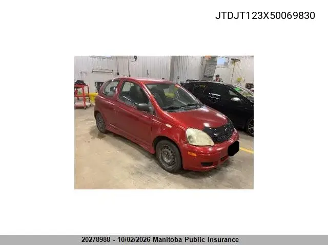TOYOTA ECHO 2005, VIN JTDJT123X50069830