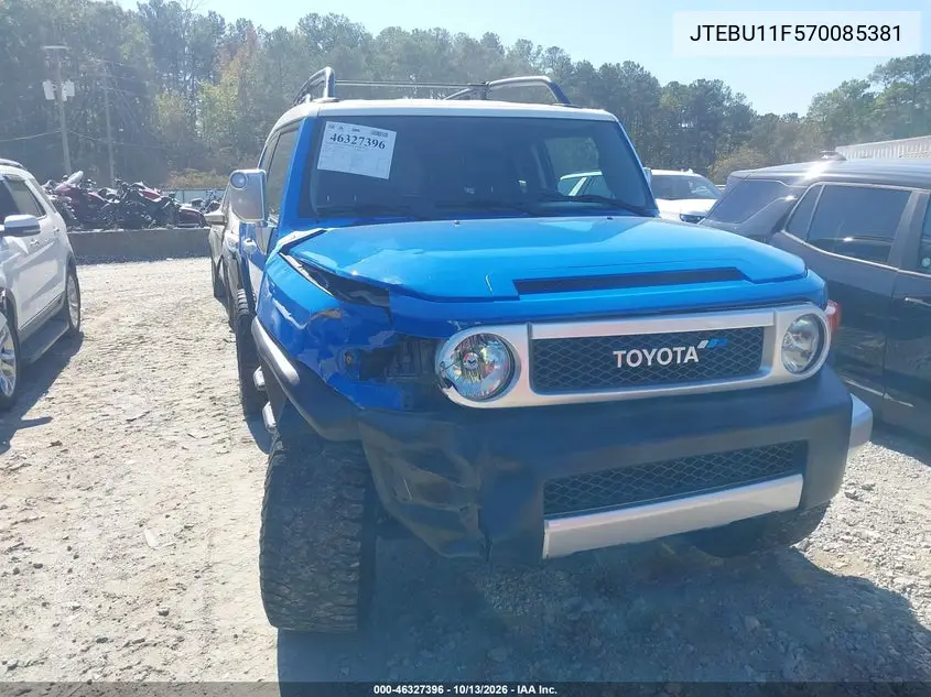 TOYOTA FJ CRUISER 2007, VIN JTEBU11F570085381