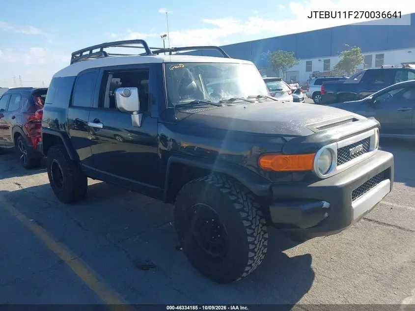 TOYOTA FJ CRUISER 2007, VIN JTEBU11F270036641