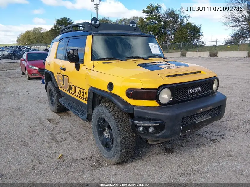 TOYOTA FJ CRUISER 2007, VIN JTEBU11F070092786