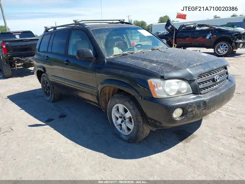 TOYOTA HIGHLANDER 2001, VIN JTEGF21A710020386