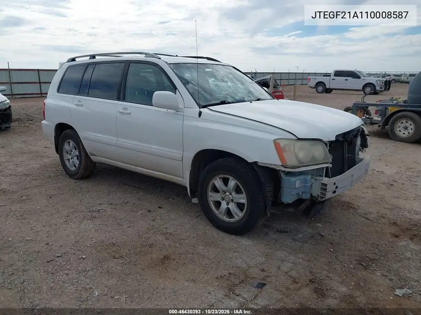 TOYOTA HIGHLANDER 2001, VIN JTEGF21A110008587
