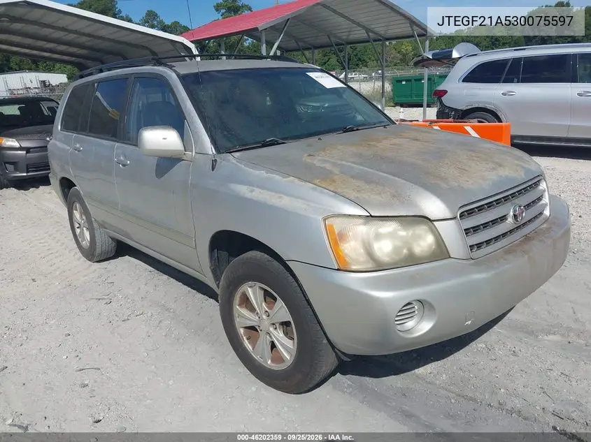 TOYOTA HIGHLANDER 2003, VIN JTEGF21A530075597