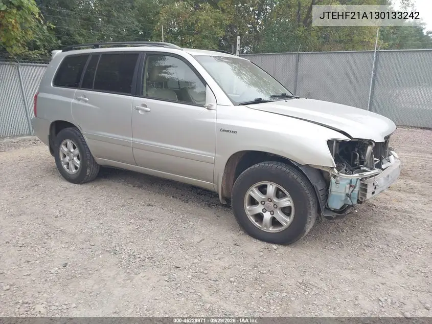 TOYOTA HIGHLANDER 2003, VIN JTEHF21A130133242