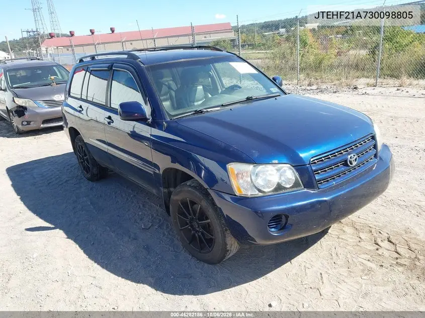 TOYOTA HIGHLANDER 2003, VIN JTEHF21A730098805
