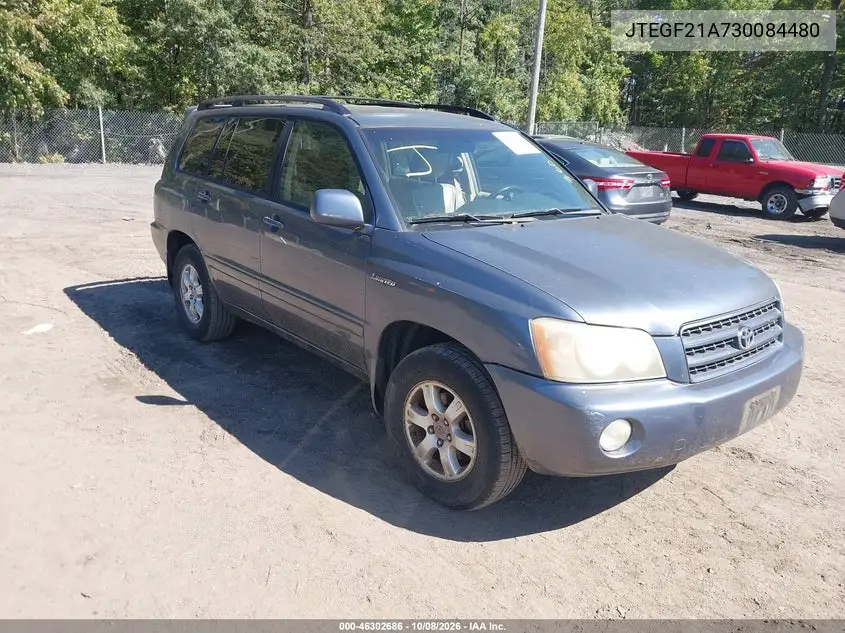 TOYOTA HIGHLANDER 2003, VIN JTEGF21A730084480