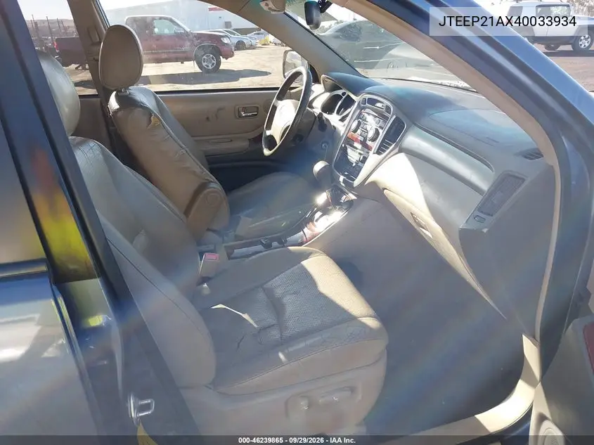 2004 TOYOTA HIGHLANDER VIN JTEEP21AX40033934 — фото 5