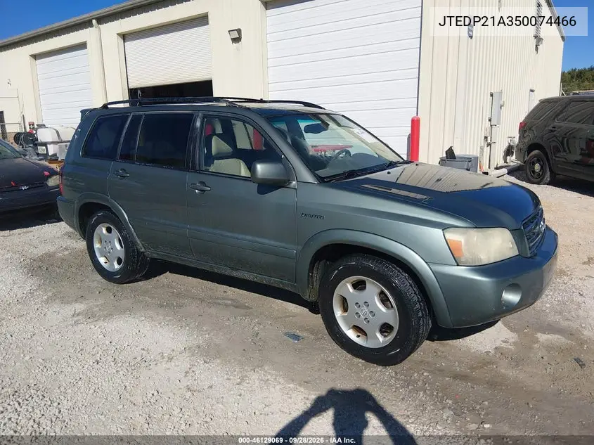 TOYOTA HIGHLANDER 2005, VIN JTEDP21A350074466