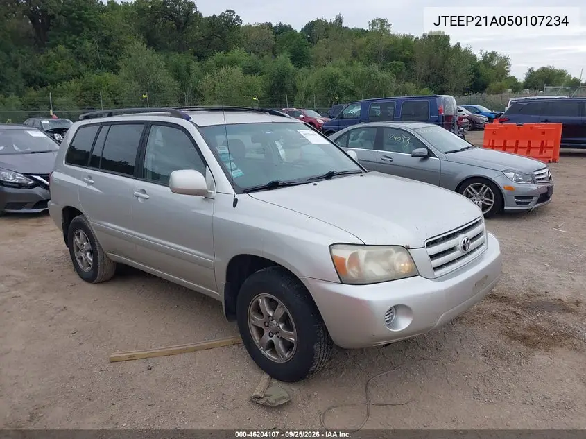 TOYOTA HIGHLANDER 2005, VIN JTEEP21A050107234