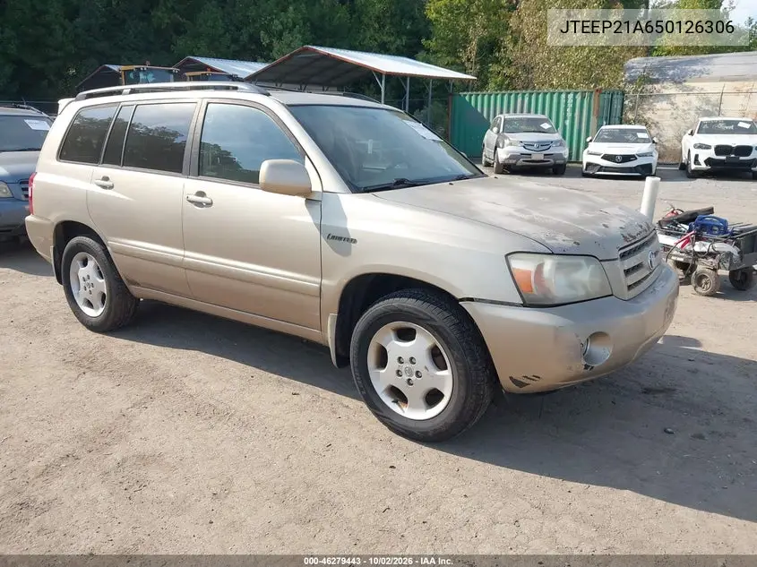 TOYOTA HIGHLANDER 2005, VIN JTEEP21A650126306