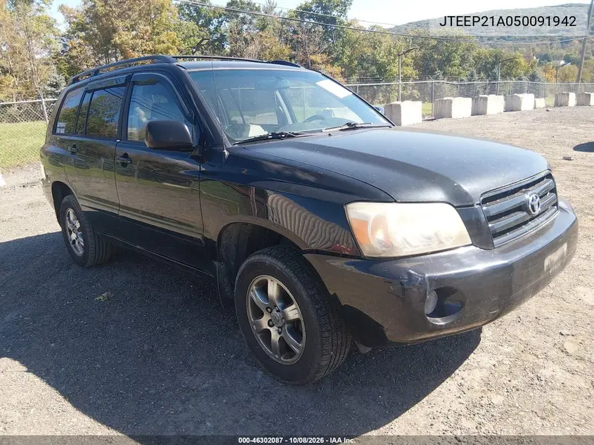 TOYOTA HIGHLANDER 2005, VIN JTEEP21A050091942