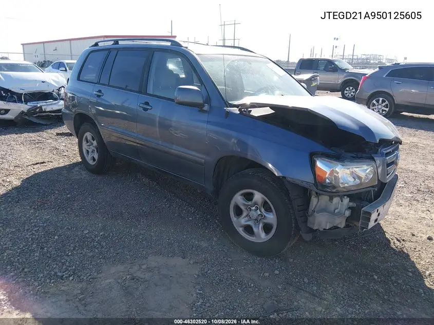 TOYOTA HIGHLANDER 2005, VIN JTEGD21A950125605