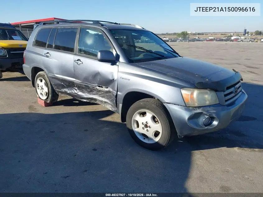 TOYOTA HIGHLANDER 2005, VIN JTEEP21A150096616