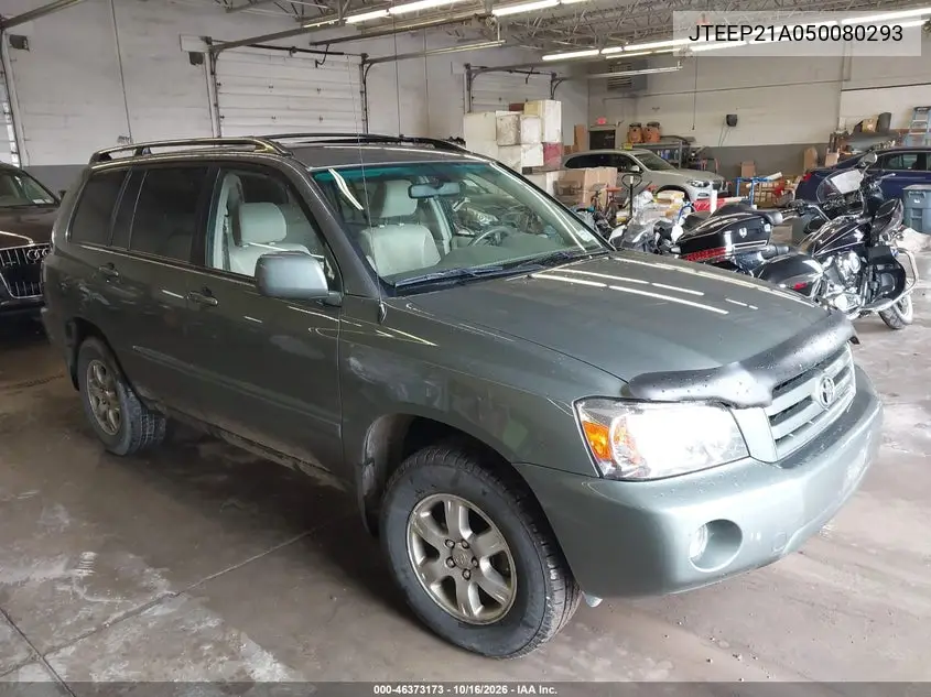 TOYOTA HIGHLANDER 2005, VIN JTEEP21A050080293