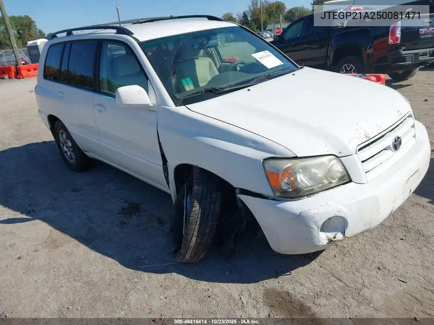 TOYOTA HIGHLANDER 2005, VIN JTEGP21A250081471