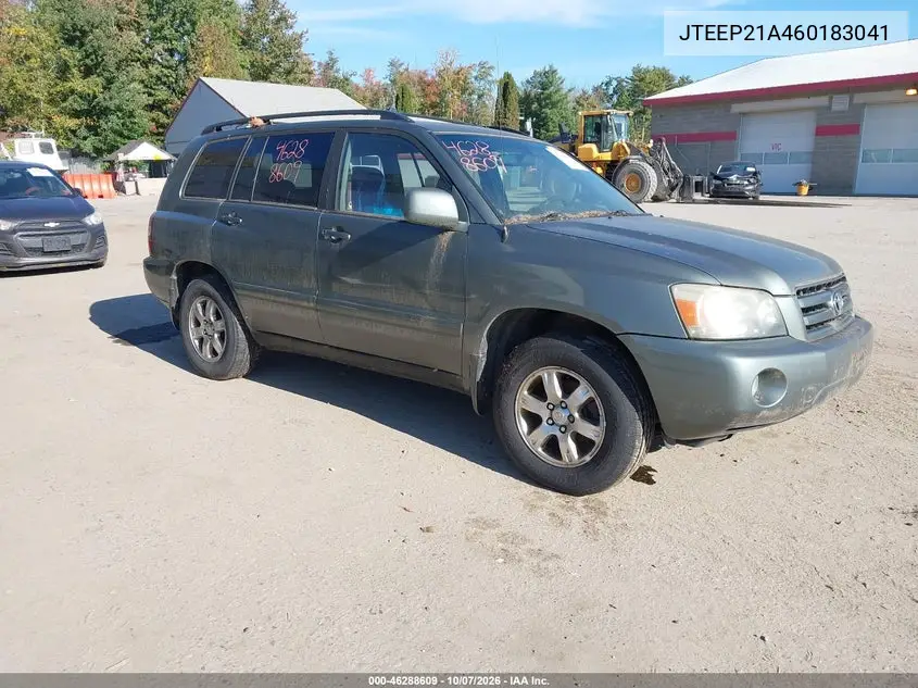 TOYOTA HIGHLANDER 2006, VIN JTEEP21A460183041
