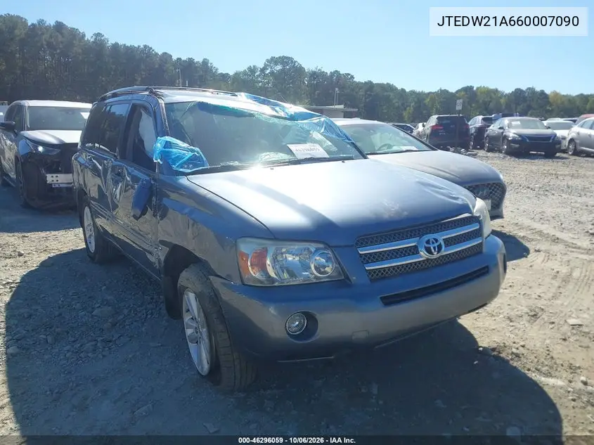 TOYOTA HIGHLANDER 2006, VIN JTEDW21A660007090