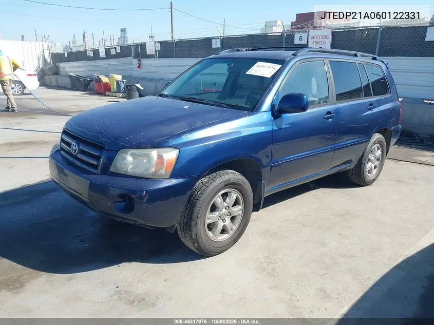 2006 TOYOTA HIGHLANDER VIN JTEDP21A060122331 — фото 2