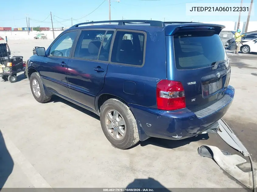 2006 TOYOTA HIGHLANDER VIN JTEDP21A060122331 — фото 3