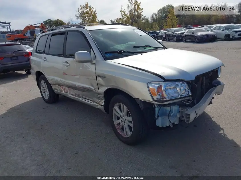 TOYOTA HIGHLANDER 2006, VIN JTEEW21A660016134