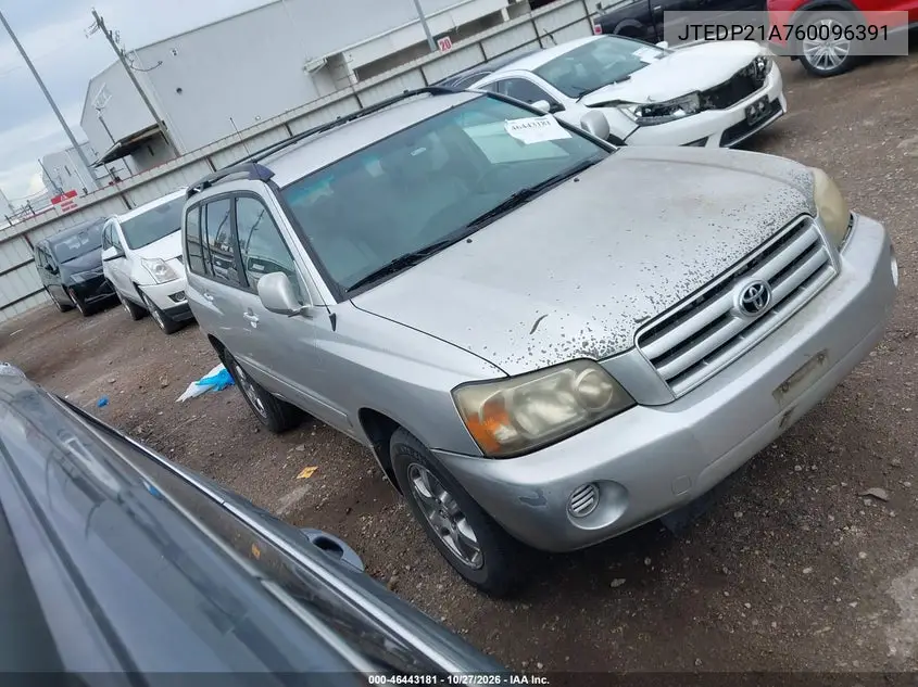 TOYOTA HIGHLANDER 2006, VIN JTEDP21A760096391