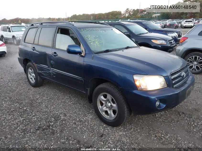 TOYOTA HIGHLANDER 2006, VIN JTEGD21AX60148540