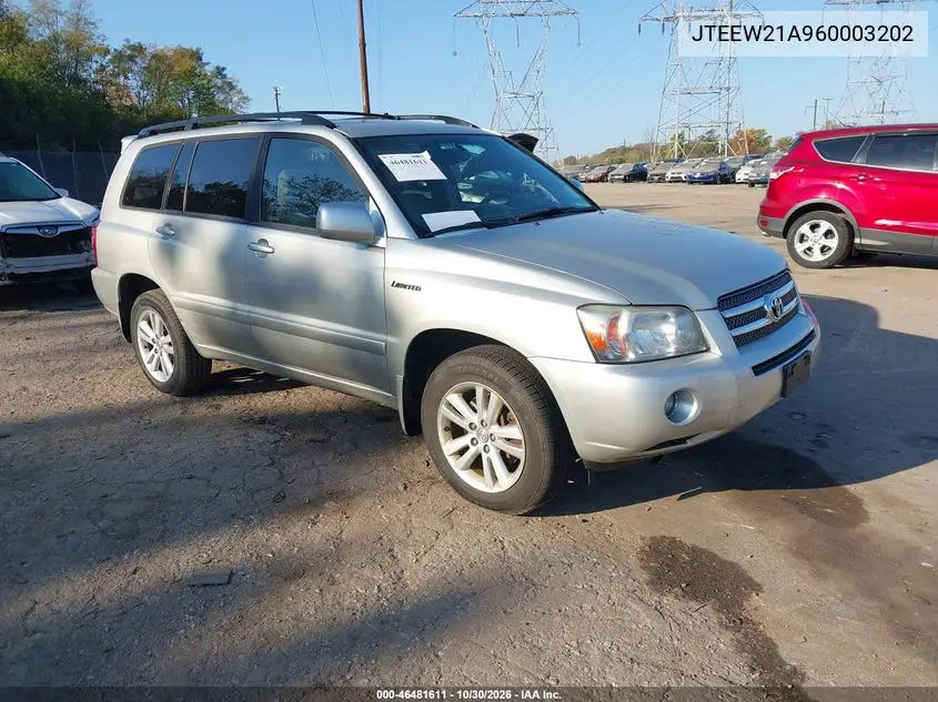 TOYOTA HIGHLANDER 2006, VIN JTEEW21A960003202