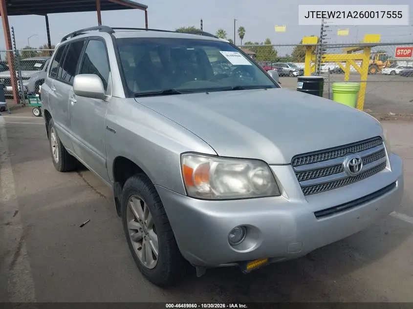 TOYOTA HIGHLANDER 2006, VIN JTEEW21A260017555