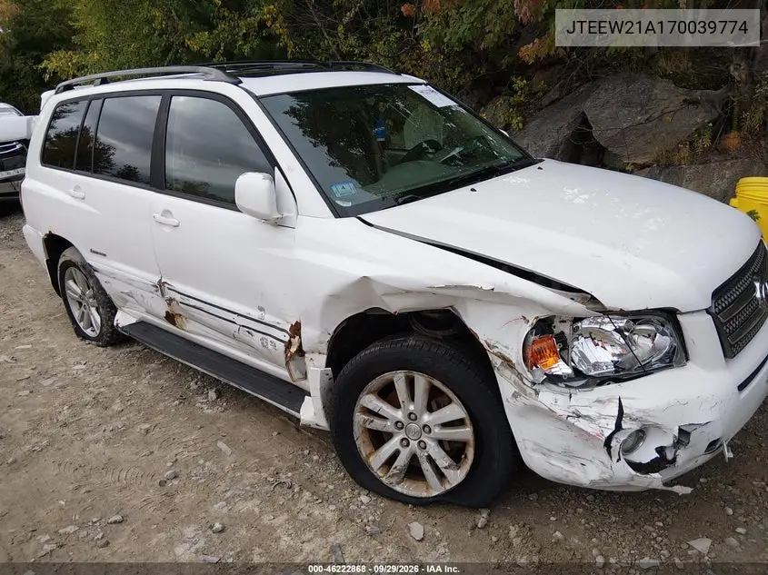 TOYOTA HIGHLANDER 2007, VIN JTEEW21A170039774
