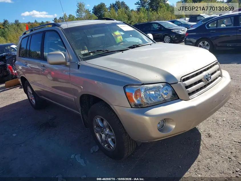 TOYOTA HIGHLANDER 2007, VIN JTEGP21A770130859