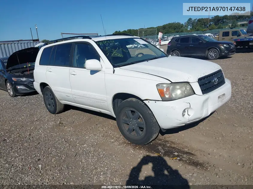 TOYOTA HIGHLANDER 2007, VIN JTEDP21A970147438