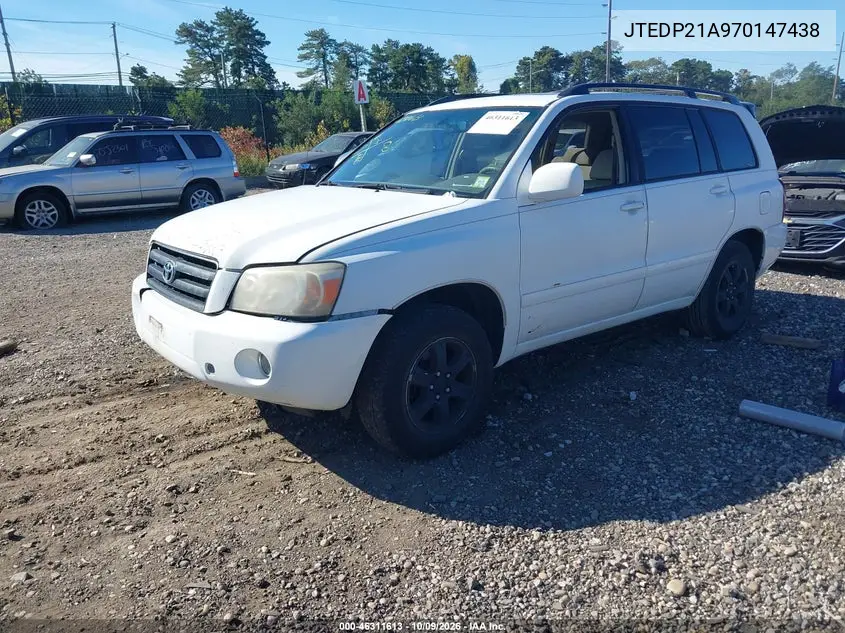 2007 TOYOTA HIGHLANDER VIN JTEDP21A970147438 — фото 2