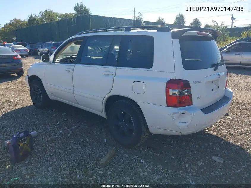 2007 TOYOTA HIGHLANDER VIN JTEDP21A970147438 — фото 3