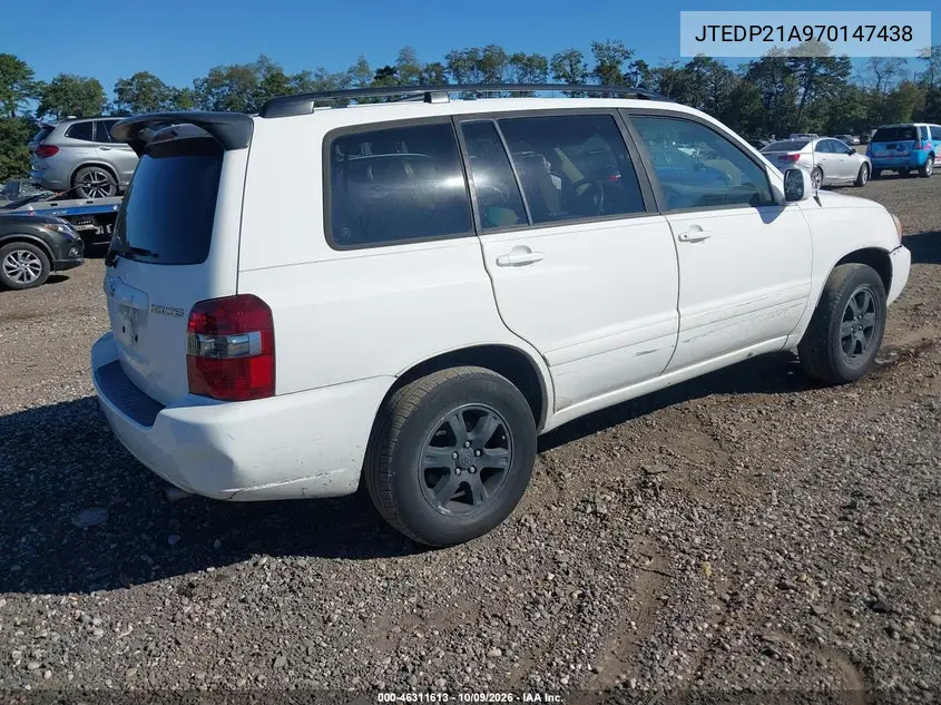 2007 TOYOTA HIGHLANDER VIN JTEDP21A970147438 — фото 4